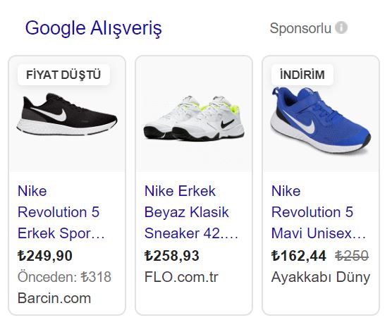 Google Ads Alışveriş Reklamları Örnek Görsel