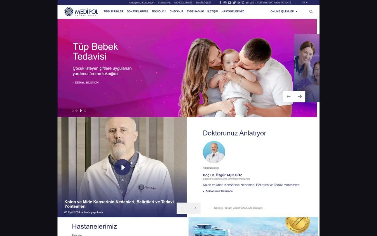 Medipol Sağlık Grubu kurumsal sitesi · sonrası