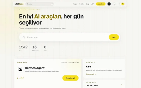 ai101.tools — Günlük Seçilen AI Araçları Dizini
