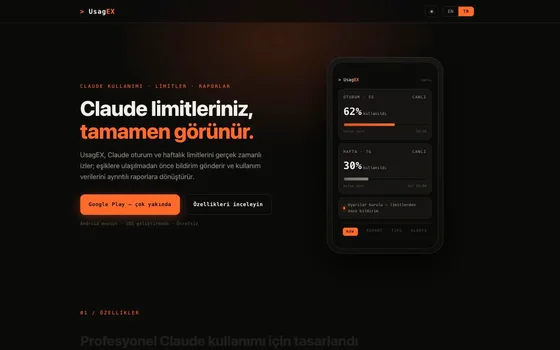 UsagEX — Claude Kullanım & Limit Takibi