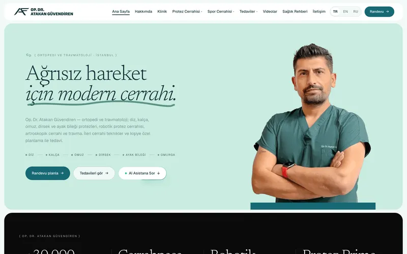 Op. Dr. Atakan Güvendiren web sitesinin ana sayfası