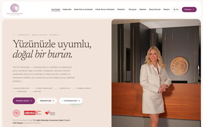 Prof. Dr. Esra Bayrı web sitesinin ana sayfası
