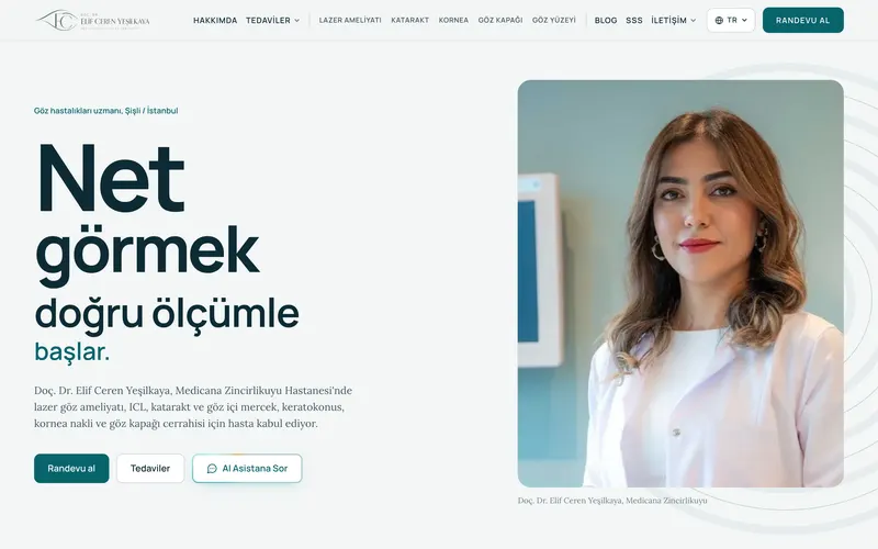 Doç. Dr. Elif Ceren Yeşilkaya web sitesinin ana sayfası