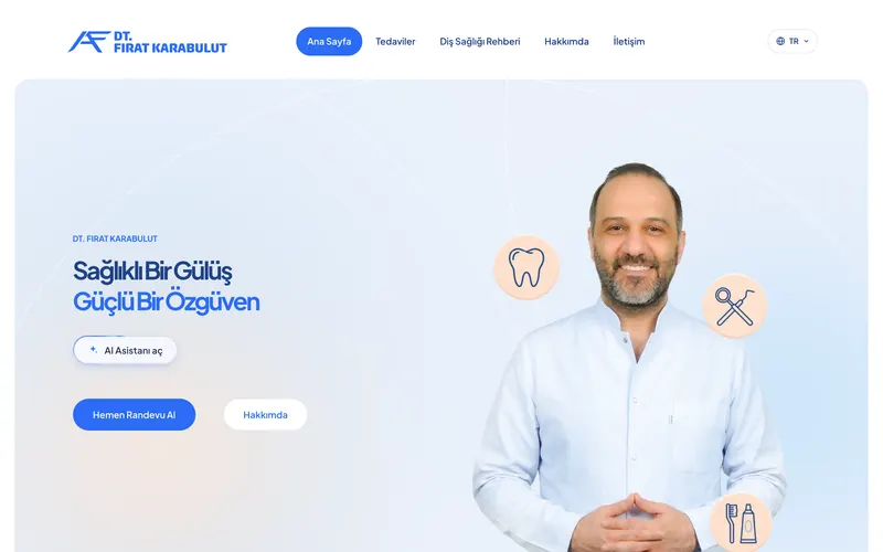 Dt. Fırat Karabulut web sitesinin ana sayfası