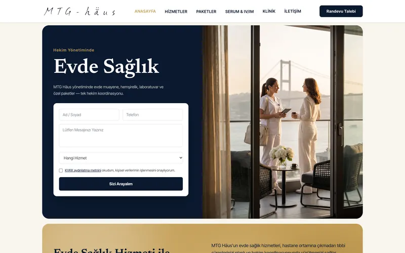 MTG Häus web sitesinin ana sayfası