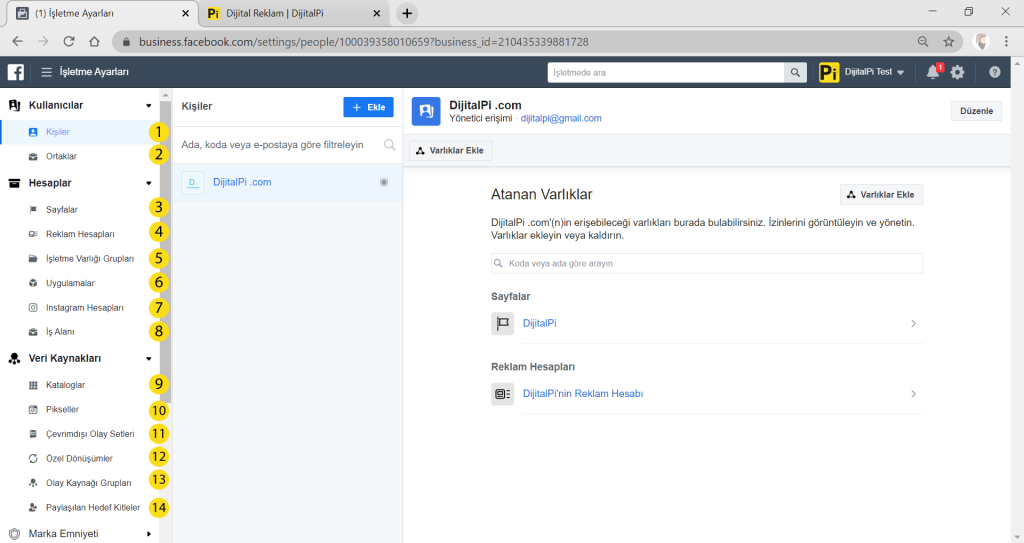 Facebook Business Manager işletme Ayarları