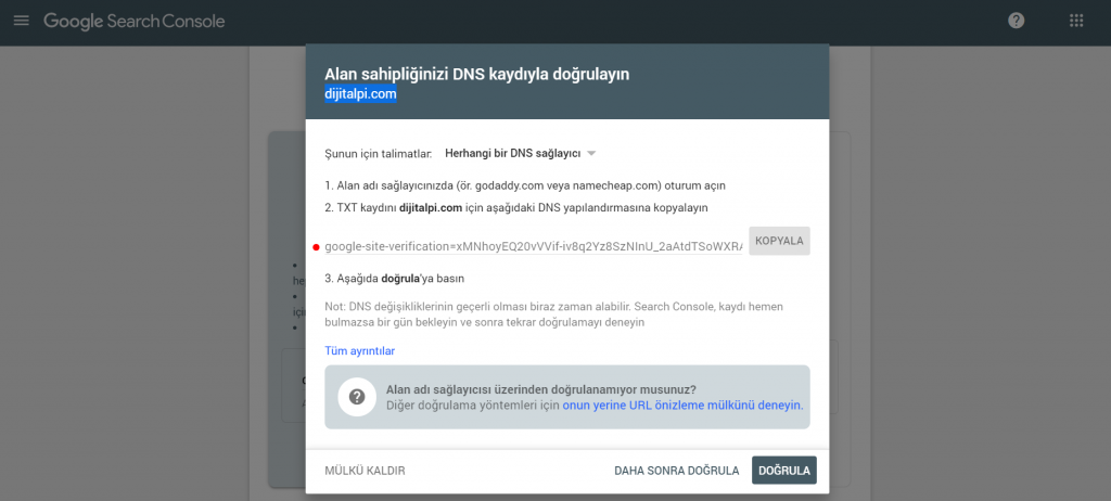 Google Search Console'a Kayıt Nasıl Yapılır | DijitalPi