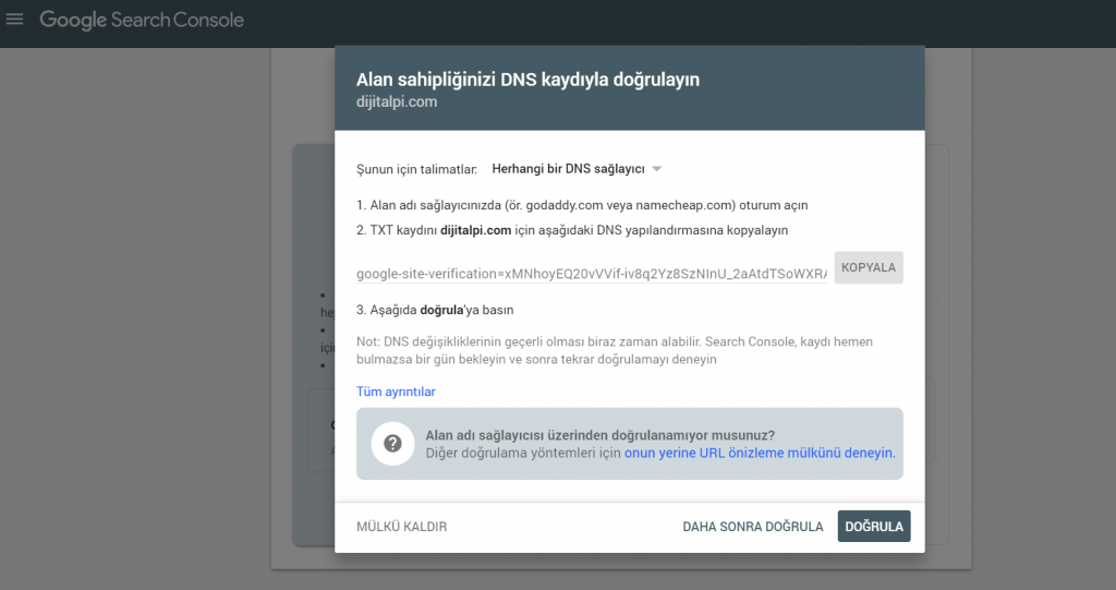 Google Search Console'a Kayıt Nasıl Yapılır | DijitalPi